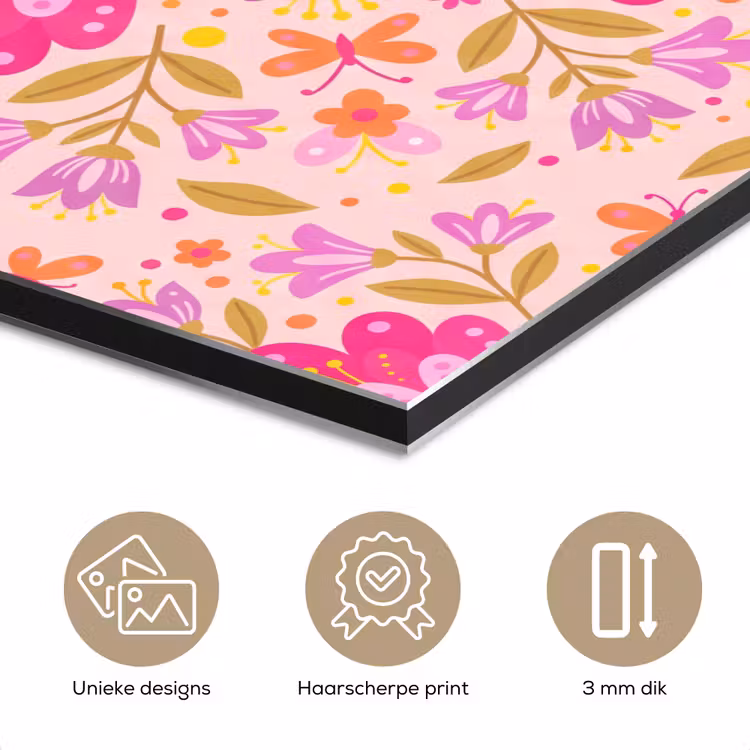 Aluminium schilderij - Bloemen - Patroon - Natuur - Abstract - Roze — 7