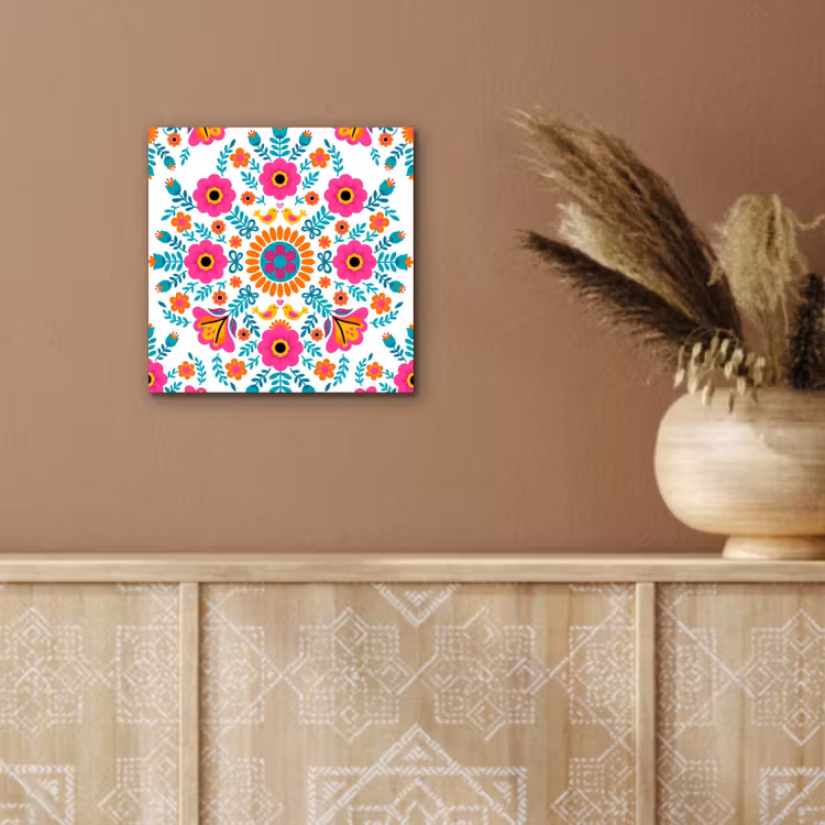 Aluminium schilderij - Bloemen - Vogel - Patroon - Kleurrijk - Modern — 5