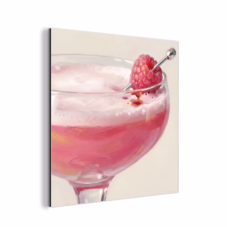 Aluminium schilderij - Cocktail - Framboos - Drank - Modern - Roze — 1