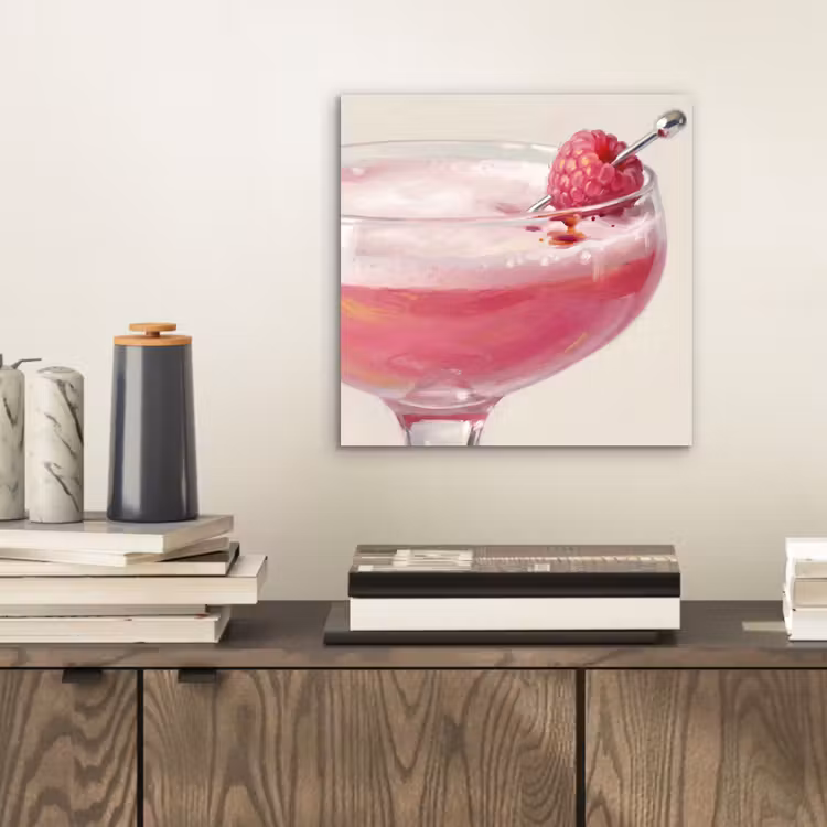 Aluminium schilderij - Cocktail - Framboos - Drank - Modern - Roze — 2