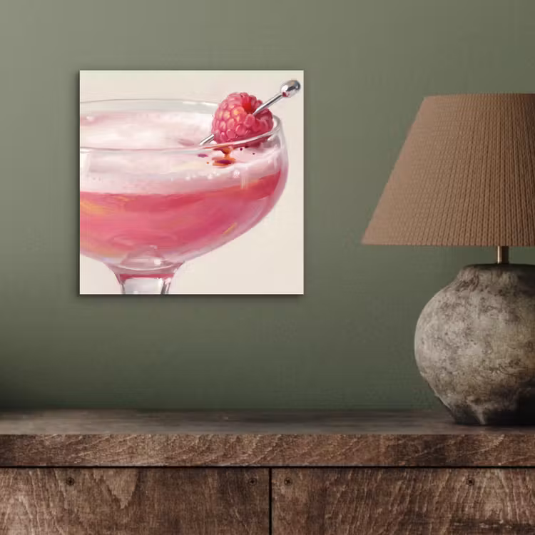 Aluminium schilderij - Cocktail - Framboos - Drank - Modern - Roze — 3