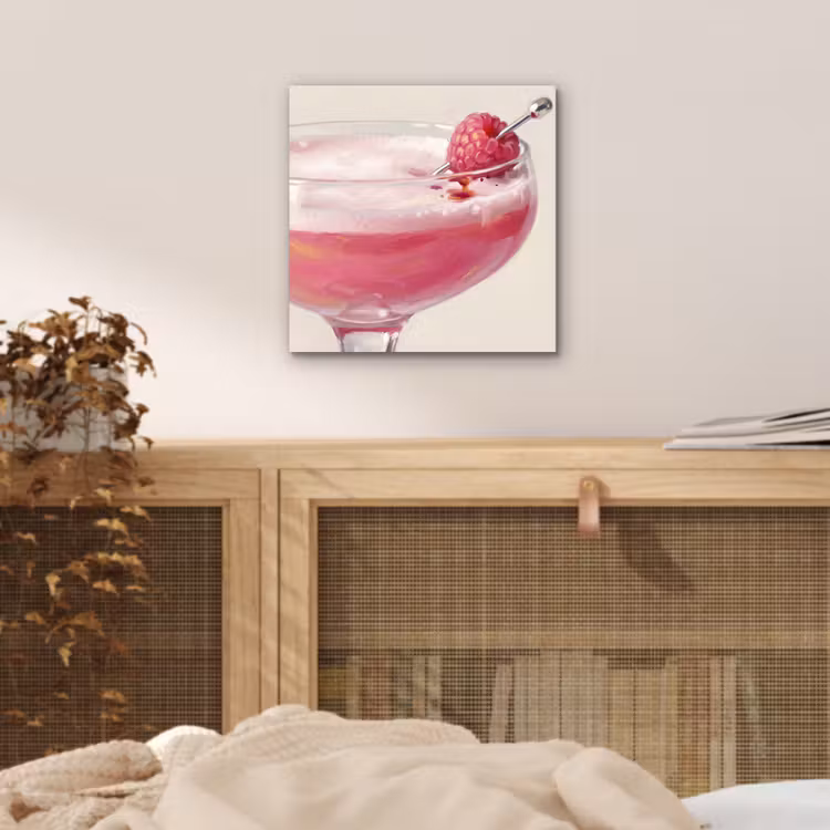 Aluminium schilderij - Cocktail - Framboos - Drank - Modern - Roze — 4