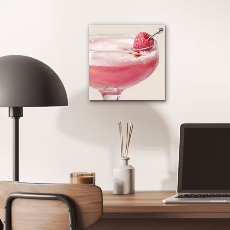 Aluminium schilderij - Cocktail - Framboos - Drank - Modern - Roze — 6