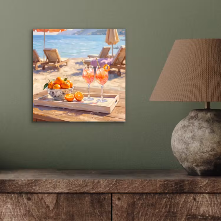 Aluminium schilderij - Drank - Glazen - Strand - Zomer - Oranje — 3