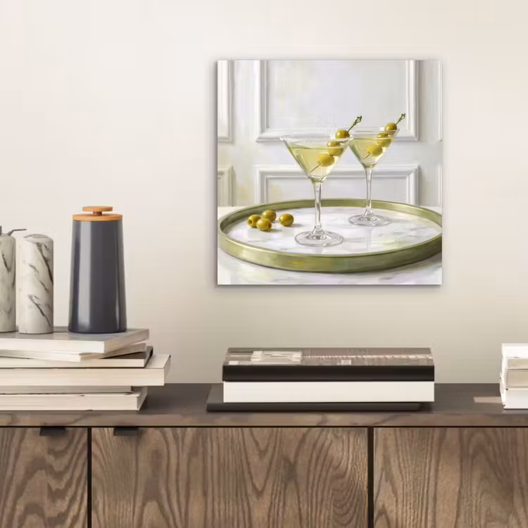 Aluminium schilderij - Drank - Martini - Olijven - Modern - Wit — 2