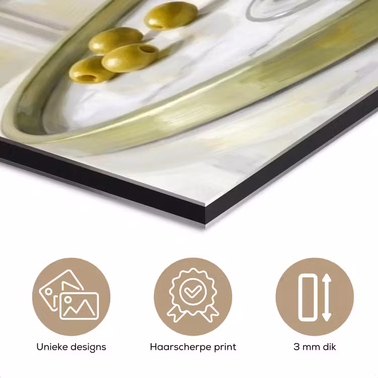 Aluminium schilderij - Drank - Martini - Olijven - Modern - Wit — 7