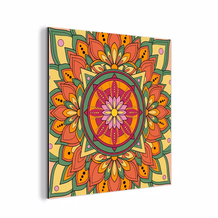 Aluminium schilderij - Mandala - Bloemen - Abstract - Kleurrijk — 1