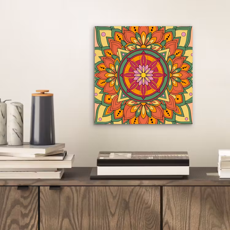 Aluminium schilderij - Mandala - Bloemen - Abstract - Kleurrijk — 2