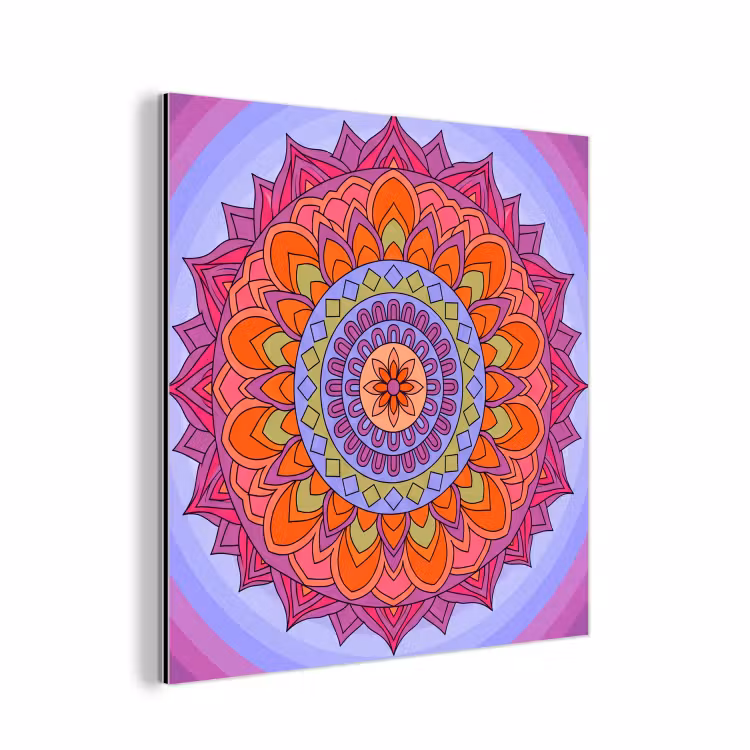 Aluminium schilderij - Mandala - Cirkel - Abstract - Kleurrijk - Patroon — 1