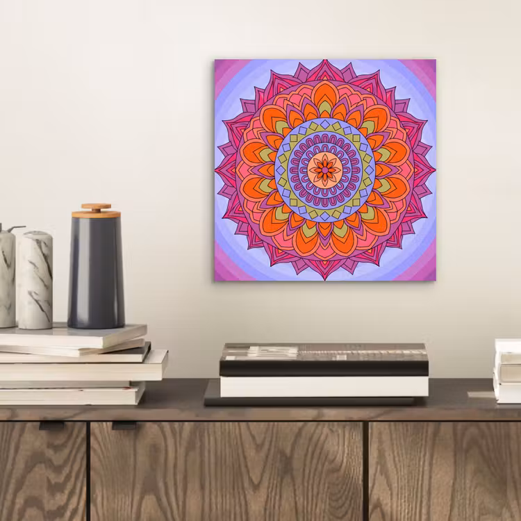 Aluminium schilderij - Mandala - Cirkel - Abstract - Kleurrijk - Patroon — 2
