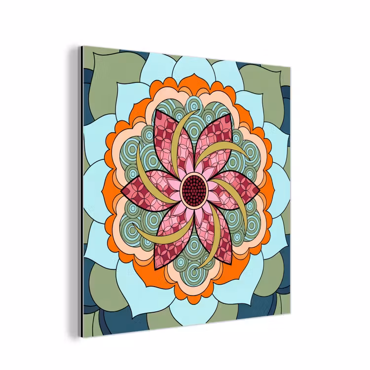 Aluminium schilderij - Mandala - Geometrisch - Kunst - Decoratief - Kleurrijk — 1