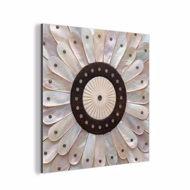 Aluminium schilderij - Parelmoer - Patroon - Decoratie - Ambacht - Wit — 1