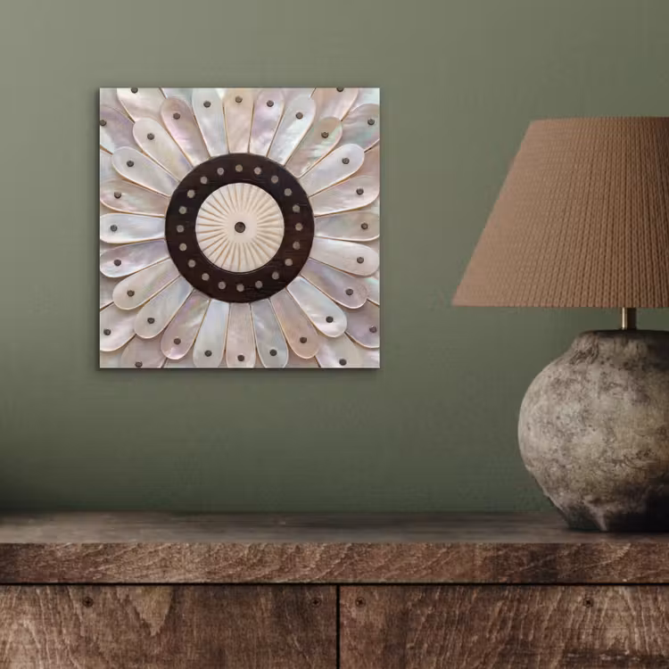 Aluminium schilderij - Parelmoer - Patroon - Decoratie - Ambacht - Wit — 3