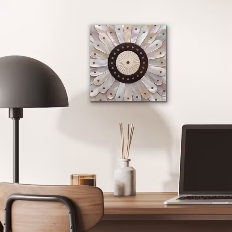 Aluminium schilderij - Parelmoer - Patroon - Decoratie - Ambacht - Wit — 6