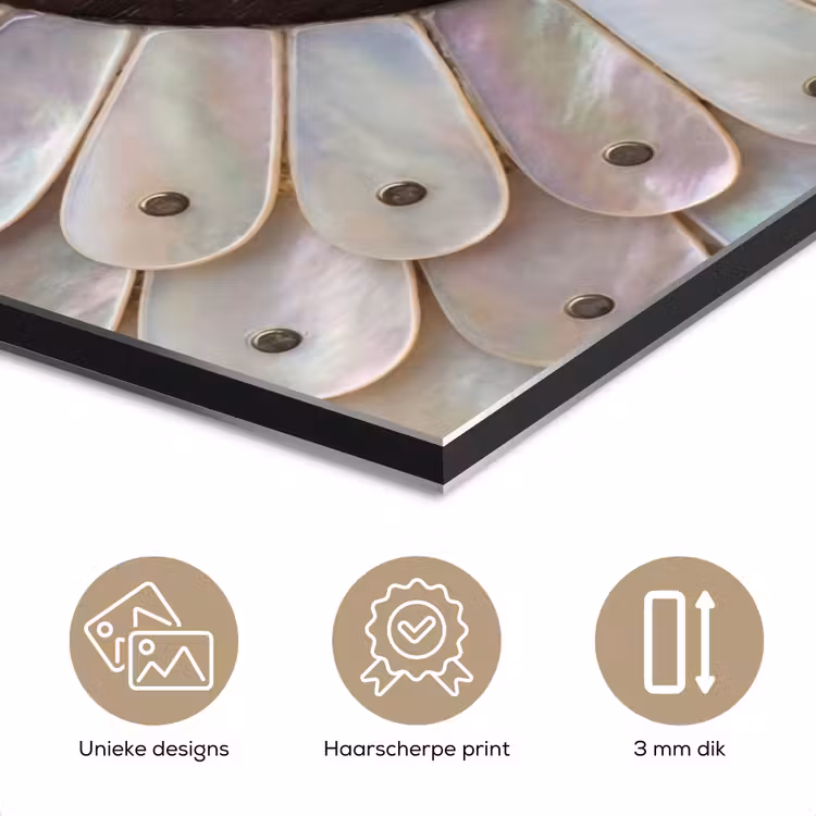 Aluminium schilderij - Parelmoer - Patroon - Decoratie - Ambacht - Wit — 7