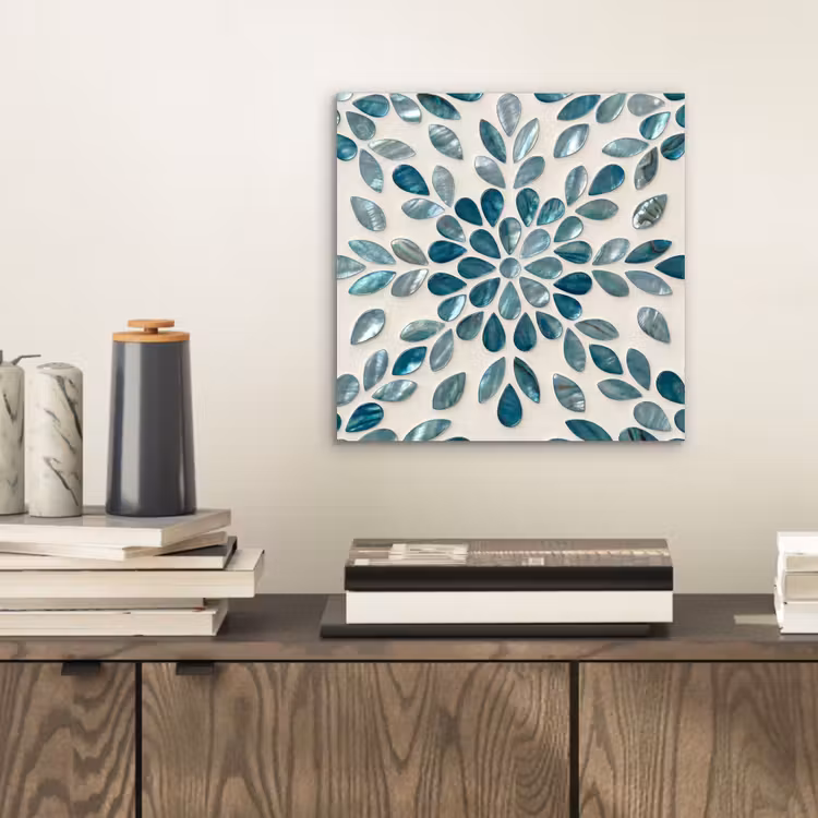 Aluminium schilderij - Patroon - Bladeren - Abstract - Modern - Turquoise — 2