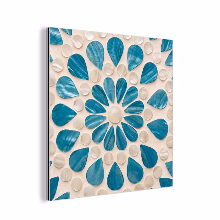 Aluminium schilderij - Patroon - Mozaïek - Schelpen - Abstract - Turquoise — 1