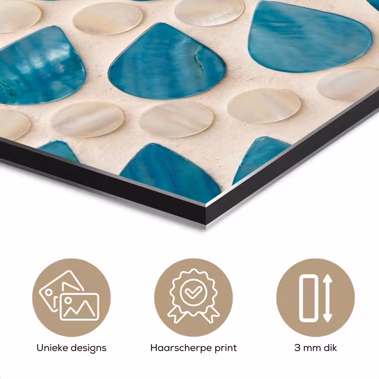 Aluminium schilderij - Patroon - Mozaïek - Schelpen - Abstract - Turquoise — 7