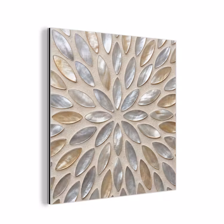Aluminium schilderij - Patroon - Ovaal - Glanzend - Abstract - Beige — 1