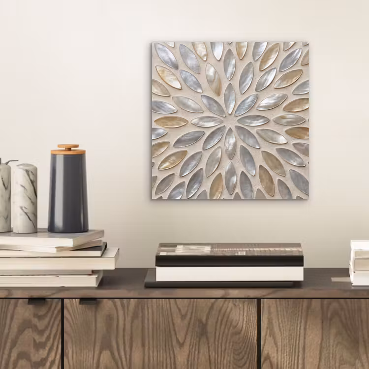 Aluminium schilderij - Patroon - Ovaal - Glanzend - Abstract - Beige — 2