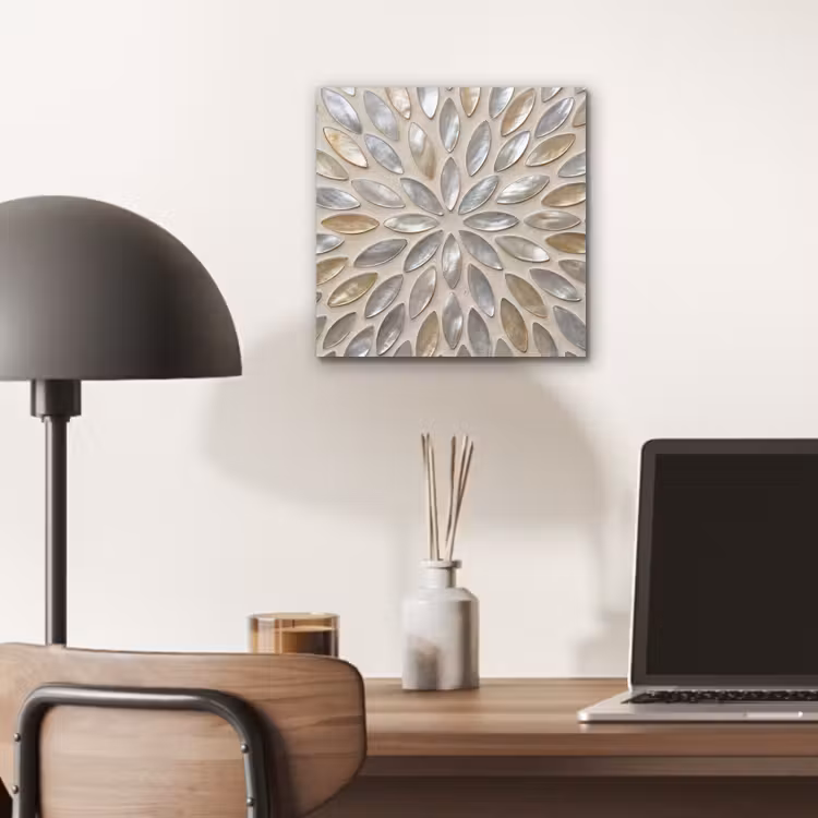 Aluminium schilderij - Patroon - Ovaal - Glanzend - Abstract - Beige — 6