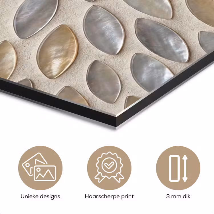 Aluminium schilderij - Patroon - Ovaal - Glanzend - Abstract - Beige — 7