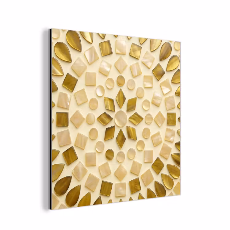 Aluminium schilderij - Patroon - Vormen - Mozaïek - Abstract - Goud — 1