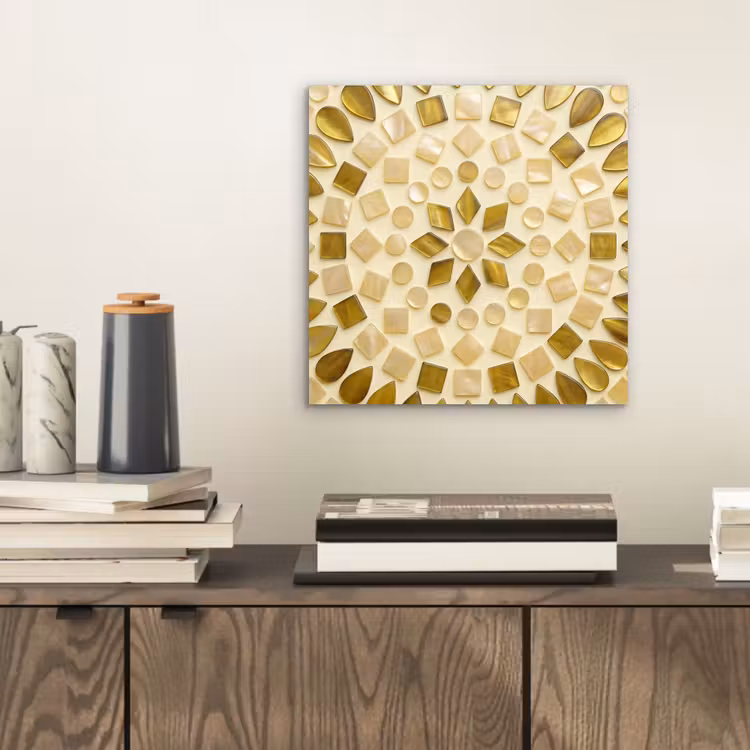 Aluminium schilderij - Patroon - Vormen - Mozaïek - Abstract - Goud — 2