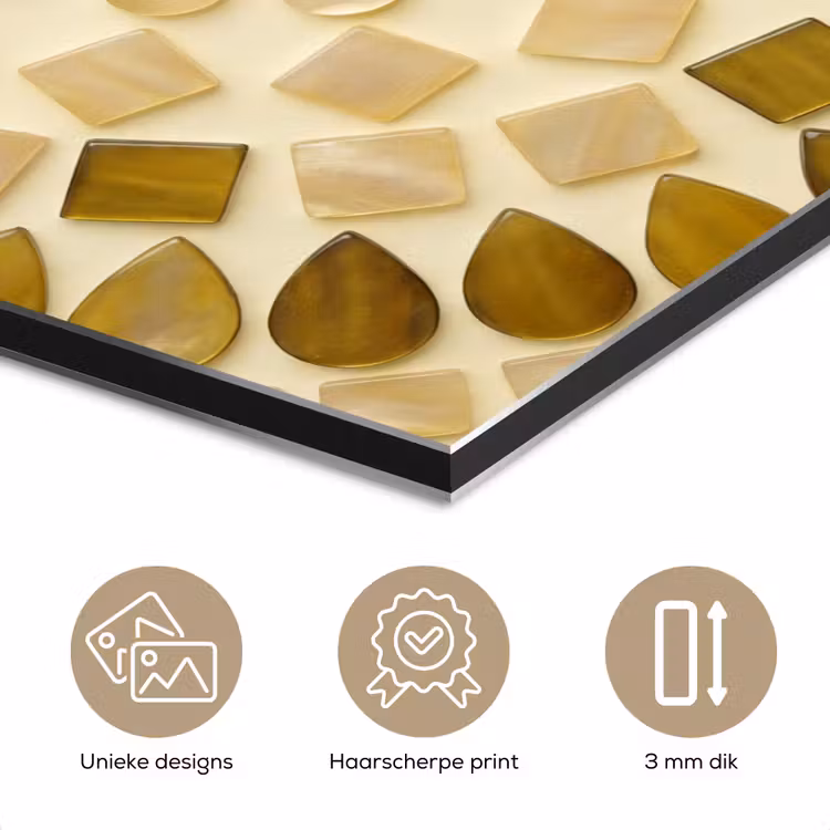 Aluminium schilderij - Patroon - Vormen - Mozaïek - Abstract - Goud — 7