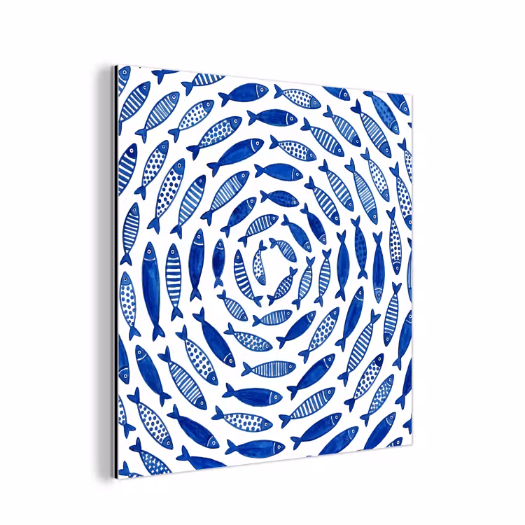 Aluminium schilderij - Vis - Patroon - Onderwater - Abstract - Blauw — 1