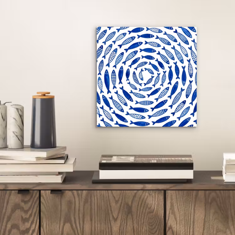 Aluminium schilderij - Vis - Patroon - Onderwater - Abstract - Blauw — 2