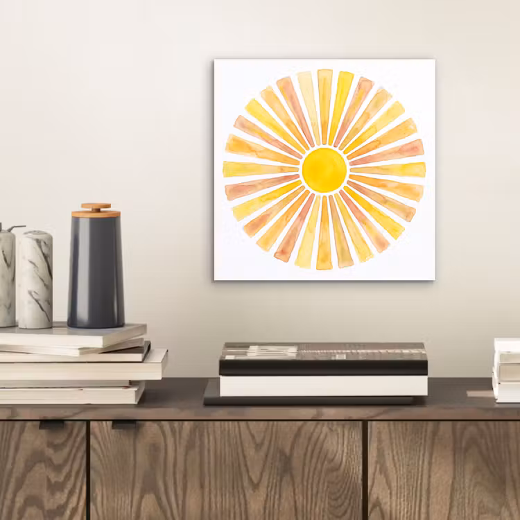 Aluminium schilderij - Zon - Stralen - Aquarel - Geel - Abstract — 2