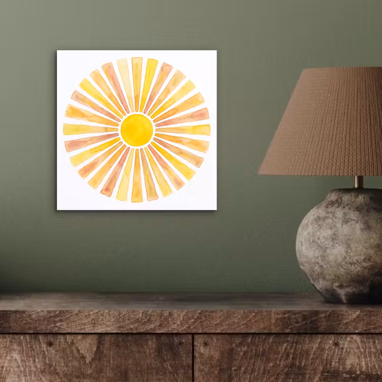 Aluminium schilderij - Zon - Stralen - Aquarel - Geel - Abstract — 3