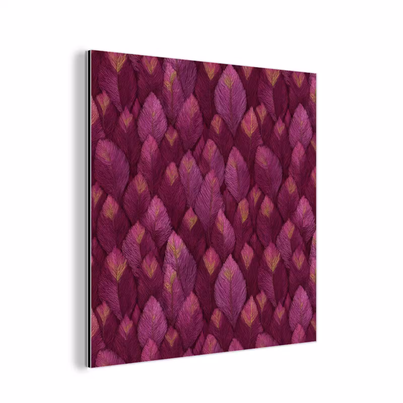 Aluminium schilderij - Bladeren - Patroon - Burgundy — 1