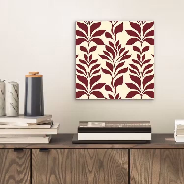 Aluminium schilderij - Abstract - Bladeren - Burgundy — 2