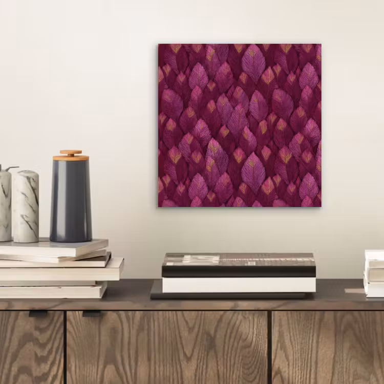 Aluminium schilderij - Bladeren - Patroon - Burgundy — 2