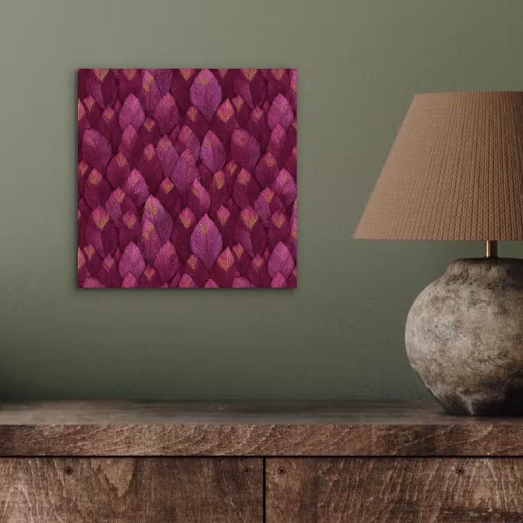 Aluminium schilderij - Bladeren - Patroon - Burgundy — 3