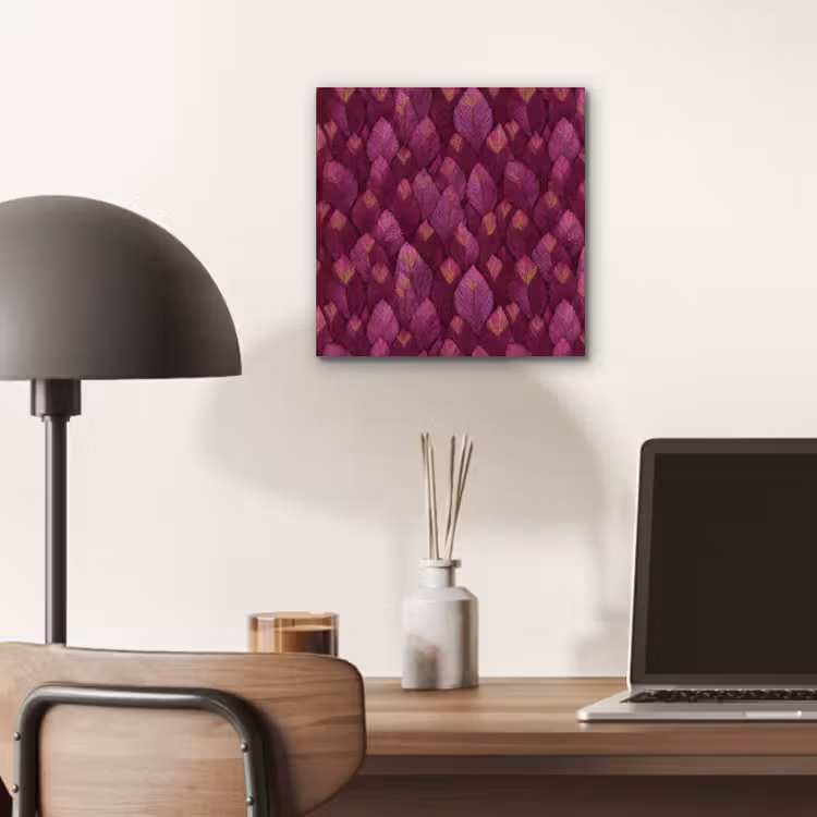 Aluminium schilderij - Bladeren - Patroon - Burgundy — 6