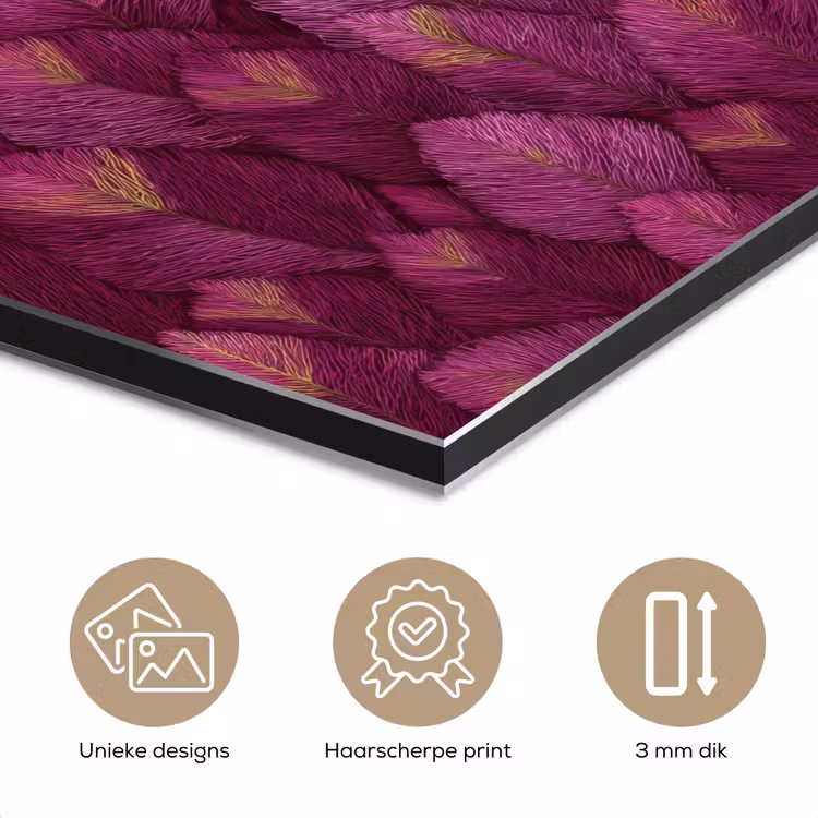 Aluminium schilderij - Bladeren - Patroon - Burgundy — 7
