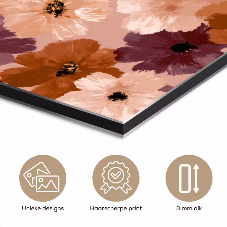 Aluminium schilderij - Bloemen - Abstract - Aardetinten — 7