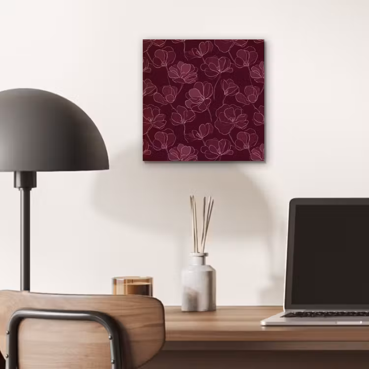 Aluminium schilderij - Bloemen - Patroon - Bordeauxrood — 6