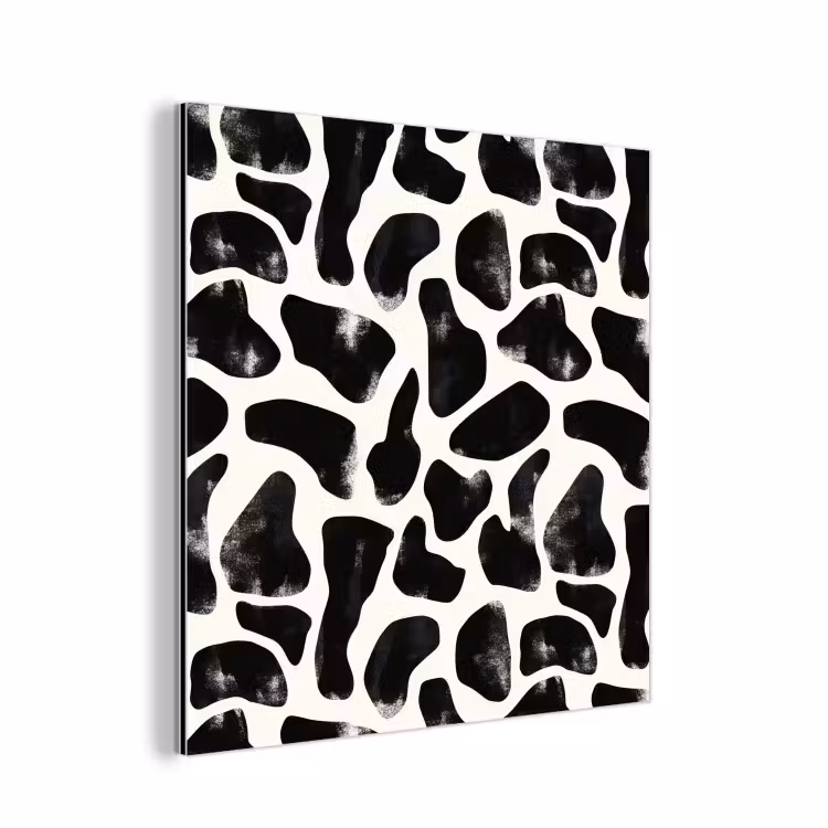 Aluminium schilderij - Dierenpatroon - Vlekken - Zwart - Wit — 1