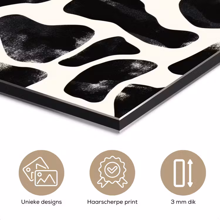 Aluminium schilderij - Dierenpatroon - Vlekken - Zwart - Wit — 7