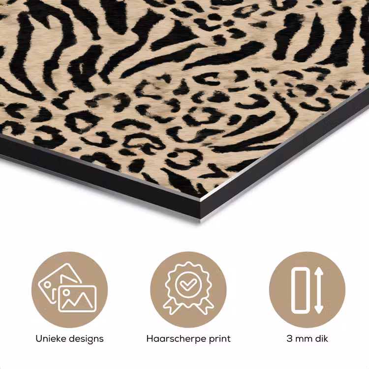 Aluminium schilderij - Giraf - Zebra - Motief - Bruin — 7