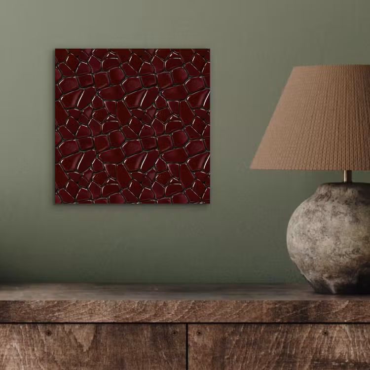 Aluminium schilderij - Mozaïek - Tegel - Bordeauxrood — 3