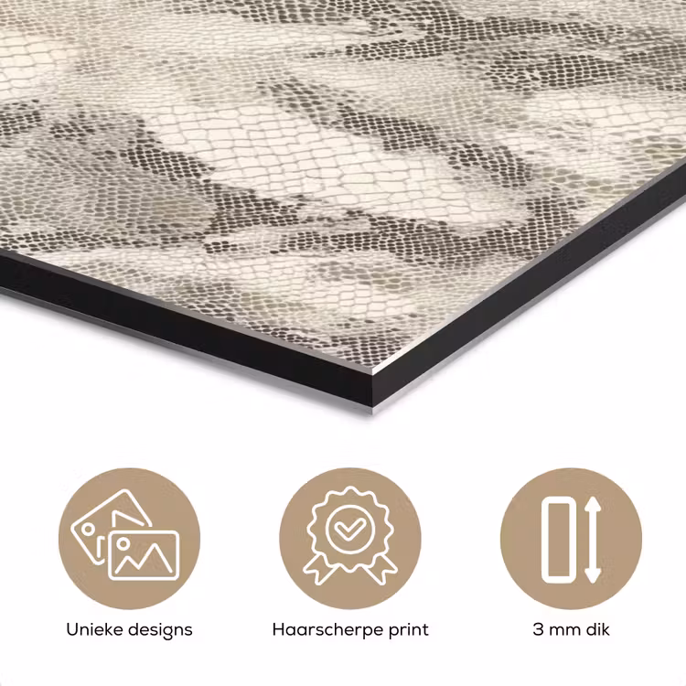 Aluminium schilderij - Slang - Patroon - Taupe — 7