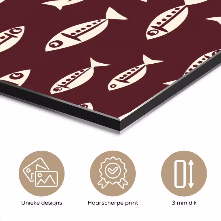 Aluminium schilderij - Vissen - Grafisch - Patroon - Donker — 7