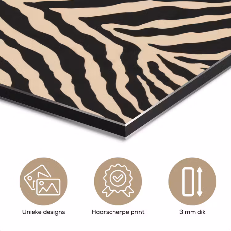 Aluminium schilderij - Zebra - Klassiek - Zwart — 7