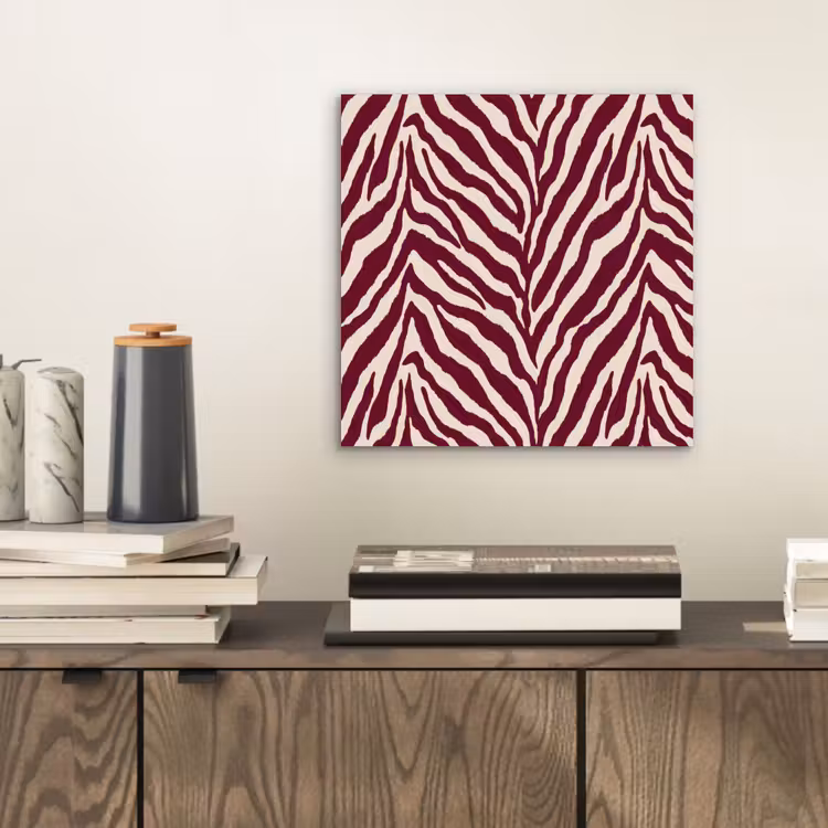 Aluminium schilderij - Zebra - Motief - Bordeaux - Rood — 2