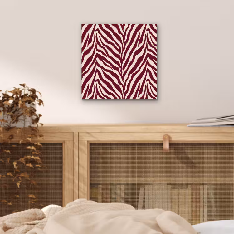 Aluminium schilderij - Zebra - Motief - Bordeaux - Rood — 4